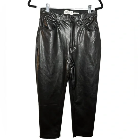 NWOT Abercrombie & Fitch Vegan Leather Ankle Straight Pants - Picture 3 of 7